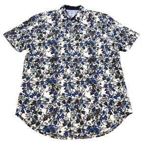 Robert Graham Shirt Men’s Size M Feeling Blue Floral Short Sleeve Bottom Down